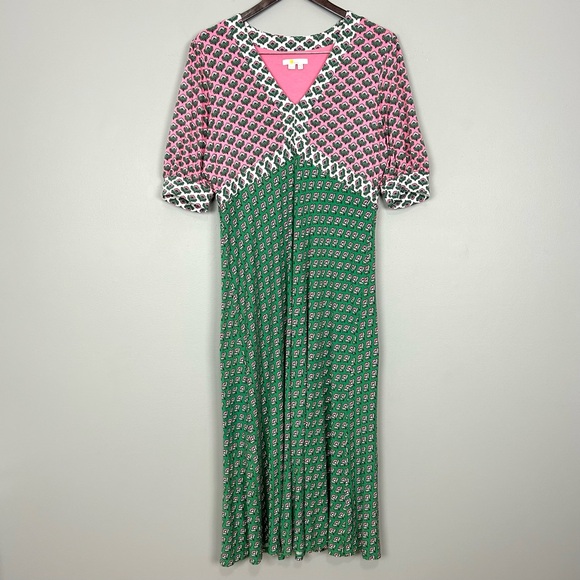 Boden Eva Jersey Knit Midi Dress Women’s Size 14 Floral Retro Whimsical Flared - Picture 2 of 8